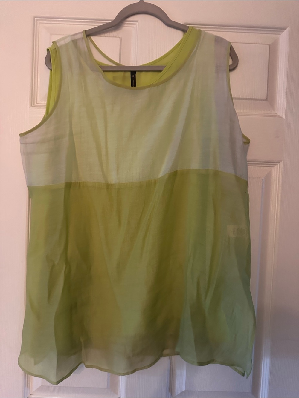 Women’s Lime Green Sleeveless Layered Chiffon Tank Top IC by Connie K